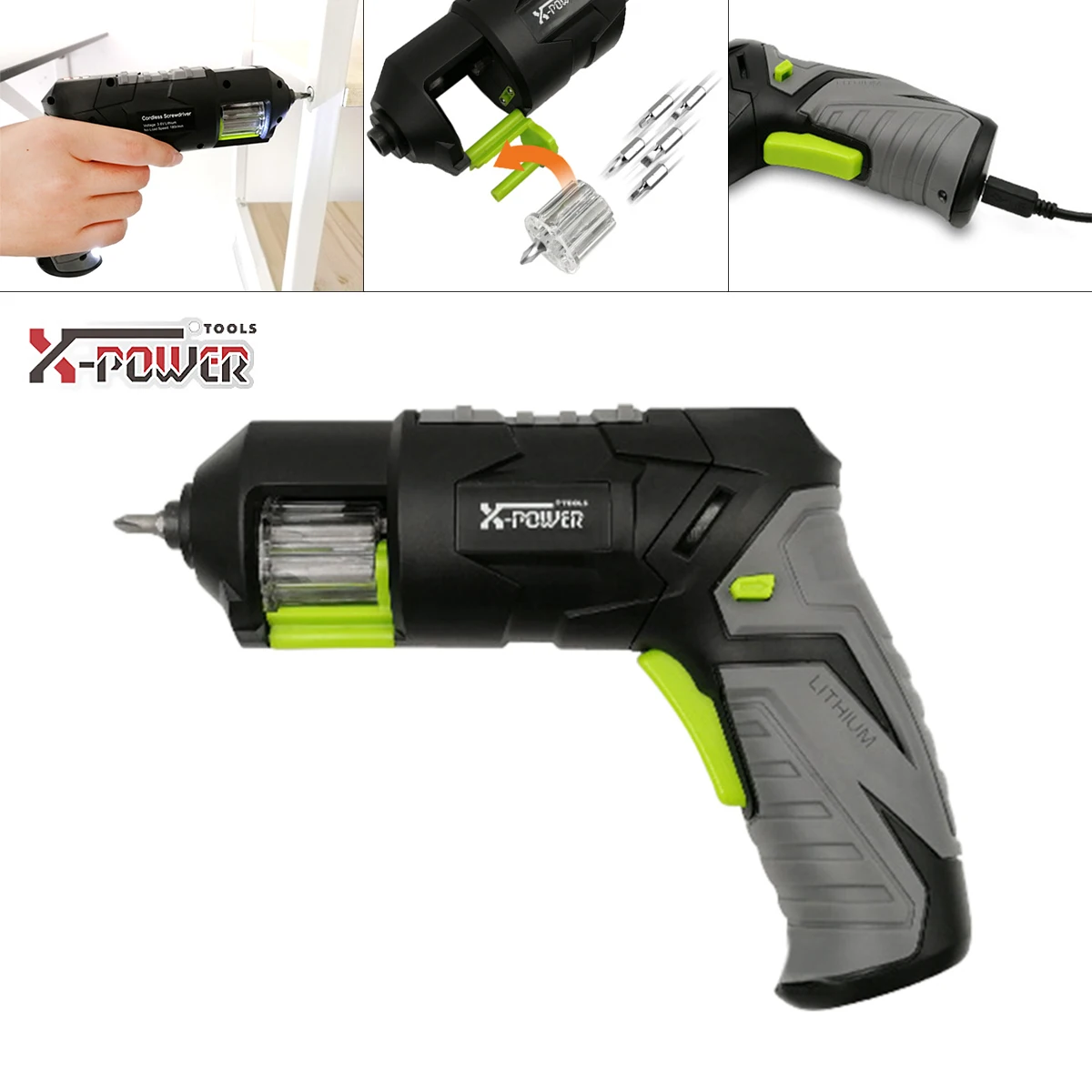 

Power Tool 3.6V Lithium Rechargeable Mini Electric Drill with 6pcs Accessories for Furniture Installation/Screwing/Wood Punching