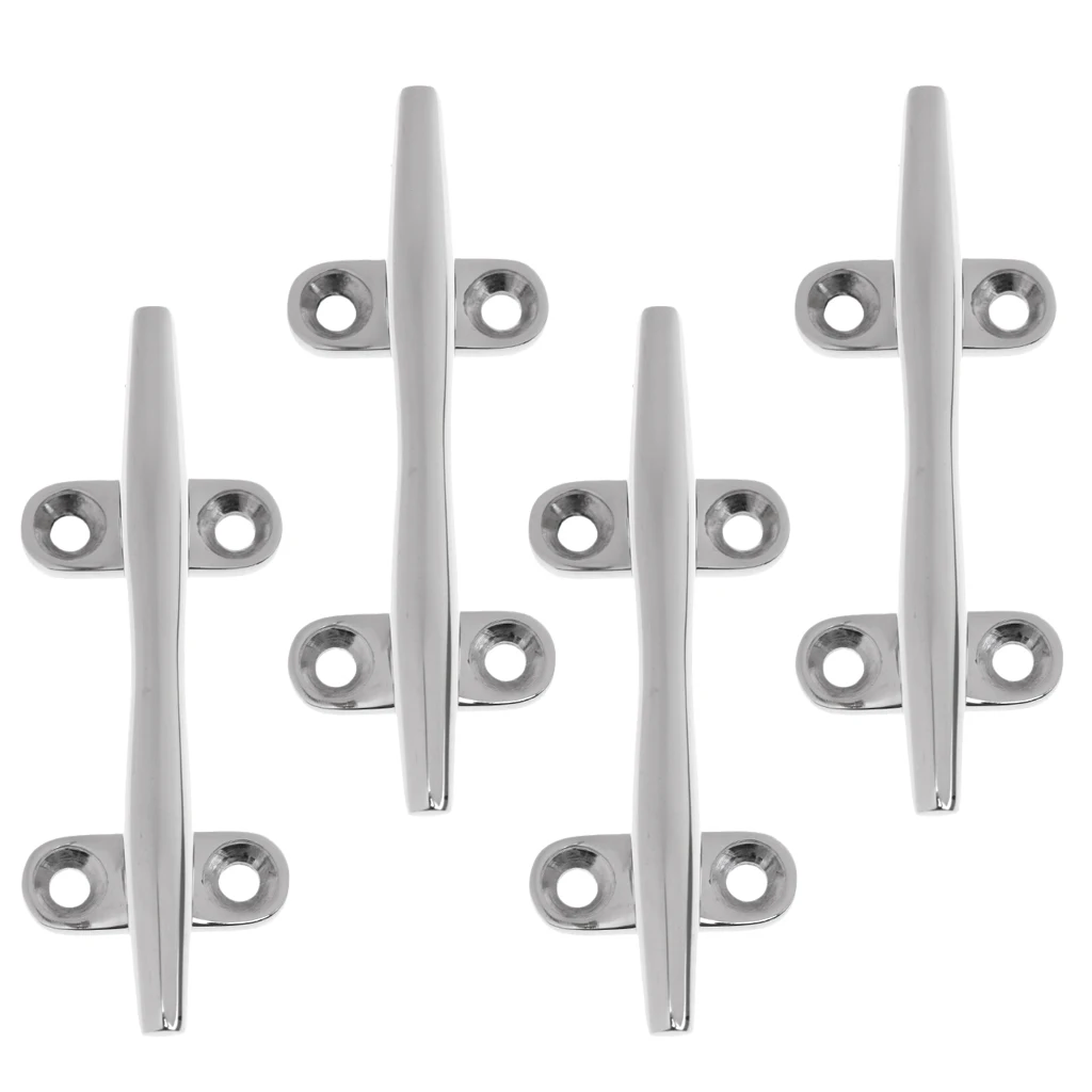 4 Pieces Premium 4'' Marine Boat Cleat Sailing Deck Raft Anchor Line Rope Holder Tie Down Open Base
