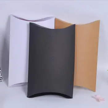 

20Pcs/lot High Quality Pillow Box White/Black/Brown Kraft Paper Box Blank Candy Packaging Box Present Wrapping Boxes 27x21x5cm