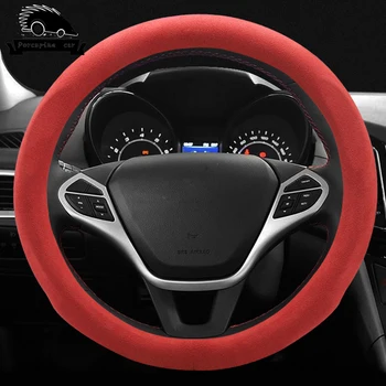 

Suede Leather Universal Car Steering-wheel Cover 37CM-38CM Car-styling Sport Auto Steering Wheel Covers Anti-Slip