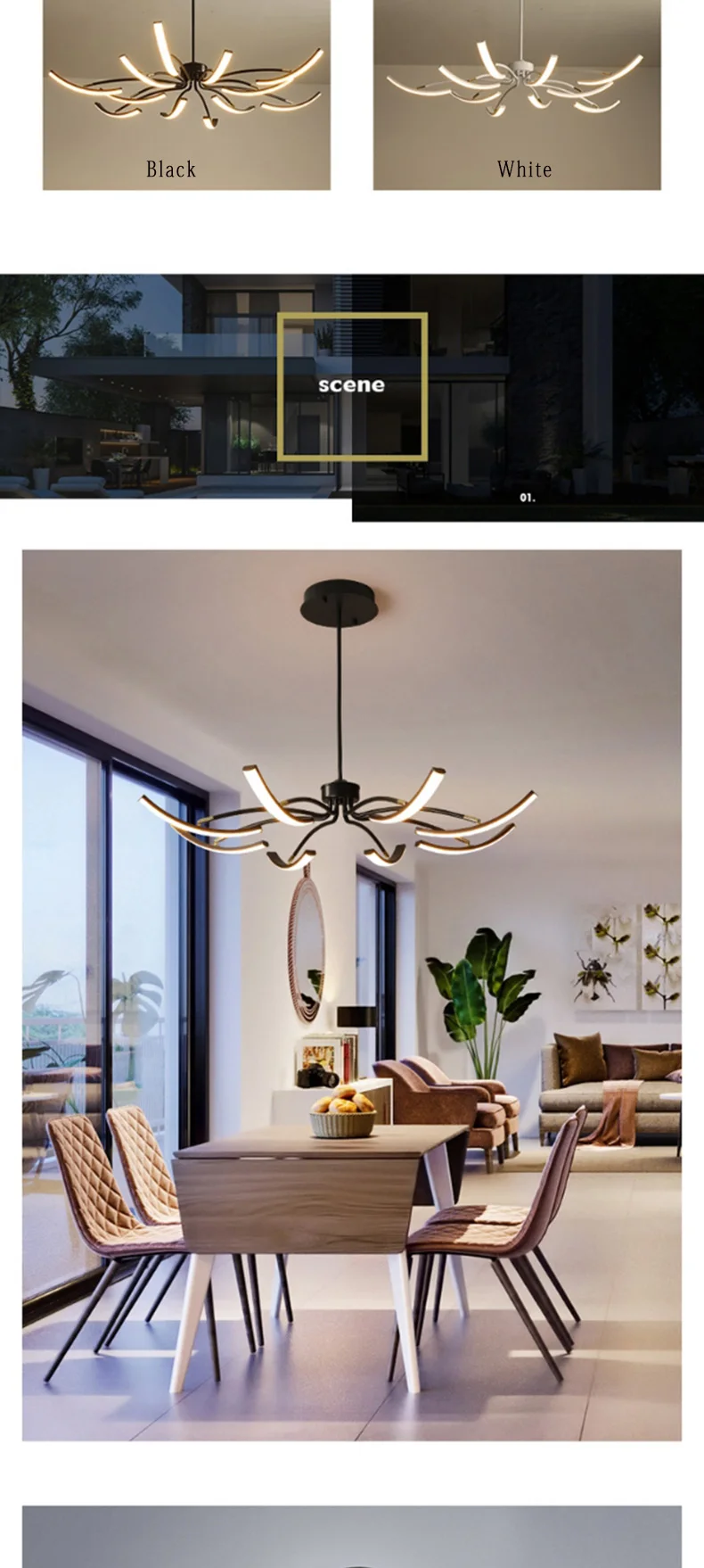 hanging chandelier Black White Modern LED Chandelier Lighting For Living Room Study Dinning room Dimmable Indoor Parlor Foyer Lampadario Luminaire hanging chandelier