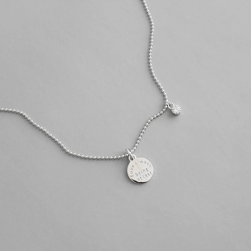 Изысканные ожерелья из стерлингового серебра 925 пробы с надписью «love», цепочка из бисера, прозрачный CZ кулон, ожерелья для женщин, вечерние ювелирные изделия - Цвет камня: see chart