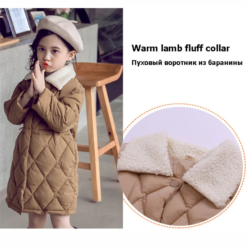 Korean Fashion Teenage Girl Warm Coat Winter Jacket For Girls Cotton-Padded Long Parka Coats Kid Outerwear Snowsuit Teen Clothes