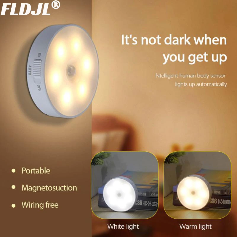Motion Sensor LED Wireless Night Light Bedroom Lamp USB Rechargeable Energy-saving Automatic Wall-Mounted Body Induction Lamp moon night light