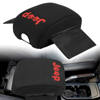 

Center Console Armrest Pad Cover with Storage Bag for Jeep Wrangler JL & Unlimited Sahara Sport Rubicon 2018-2019 Car Accessorie