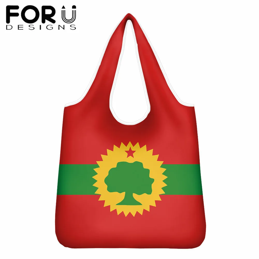 

FORUDESIGNS Funny Flag of the Oromo People Printing Women Shoulder Bag Reusable Eco Friendly Tote Shopper Grocery Shopping Bags