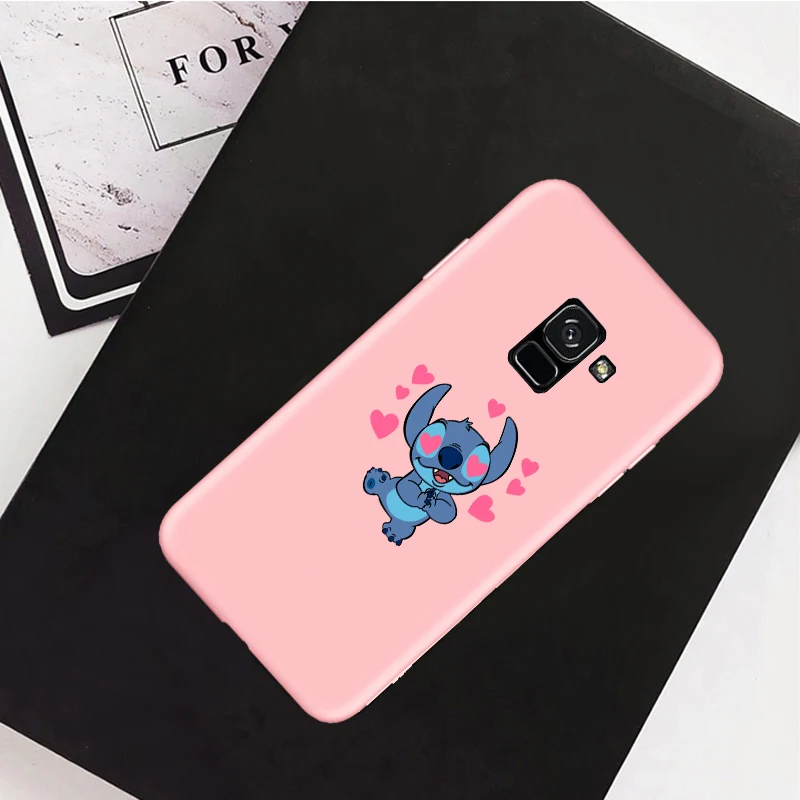 Stitch 1 pink case С милым рисунком крестиком чехол для телефона для samsung Galaxy A6 A7 A8 A9 J4 J6 J8 J2 Pro плюс A3 A5 A7 силиконовый чехол Coque - Цвет: Stitch 1 pink case