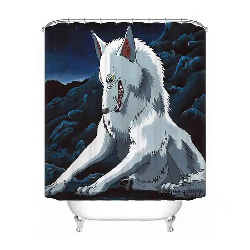 Shower Curtain Индивидуальная фигурка Принцесса Мононоке Водонепроницаемая занавеска для душа домашняя Ванна Ванная комната крючки полиэстер ткань разные размеры#180421-Sina-07 - Цвет: Shower Curtain
