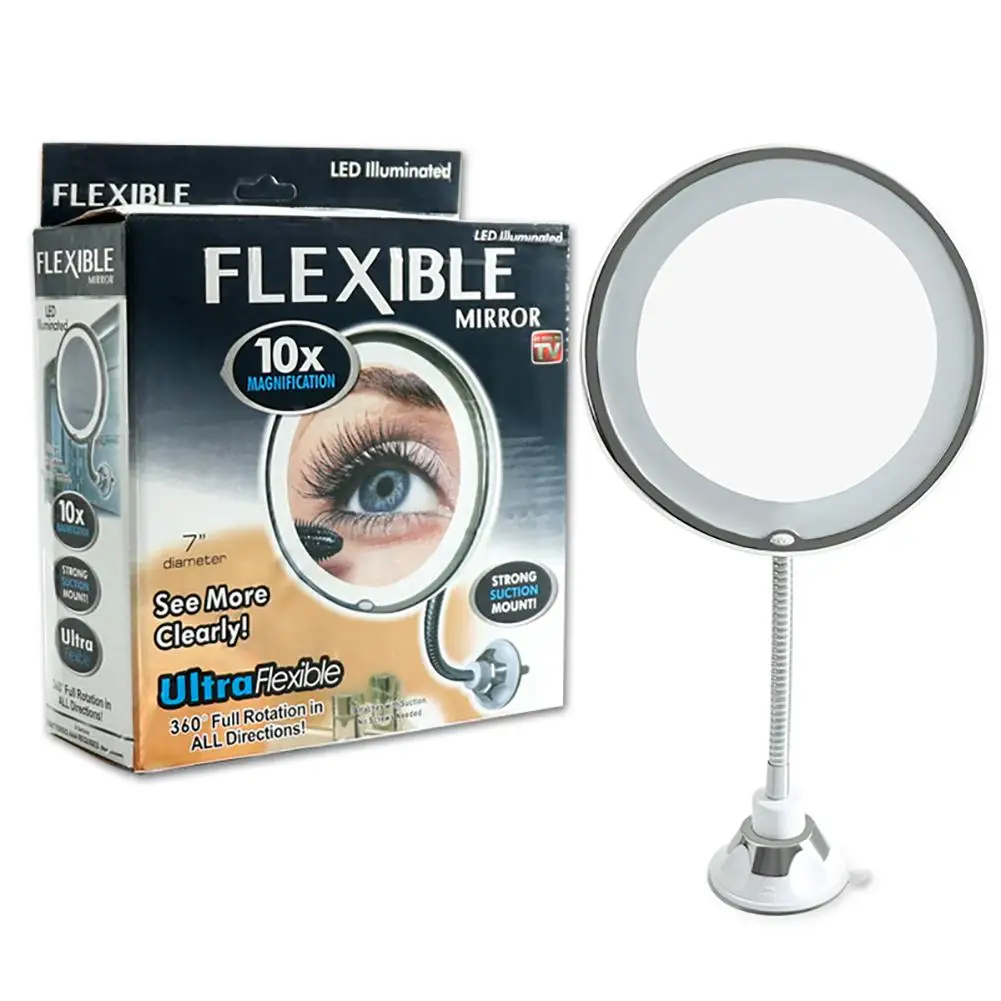 Увеличительное зеркало для макияжа с освещенный туалетный столик зеркало Гибкая косметика освещенные зеркала для макияжа USB или батарея 10x ручной
