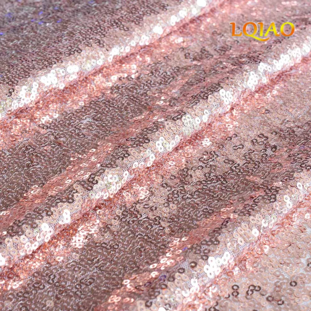 Pink Rose Gold Sequin Fabric 002