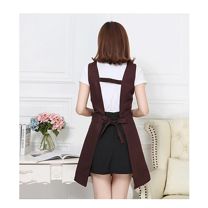 Coffee Shop Flower Shop Nail Work Waiter Apron Dress Household Overalls Brief Adult Sexy Girl Woman Apron Polyester With Pocket