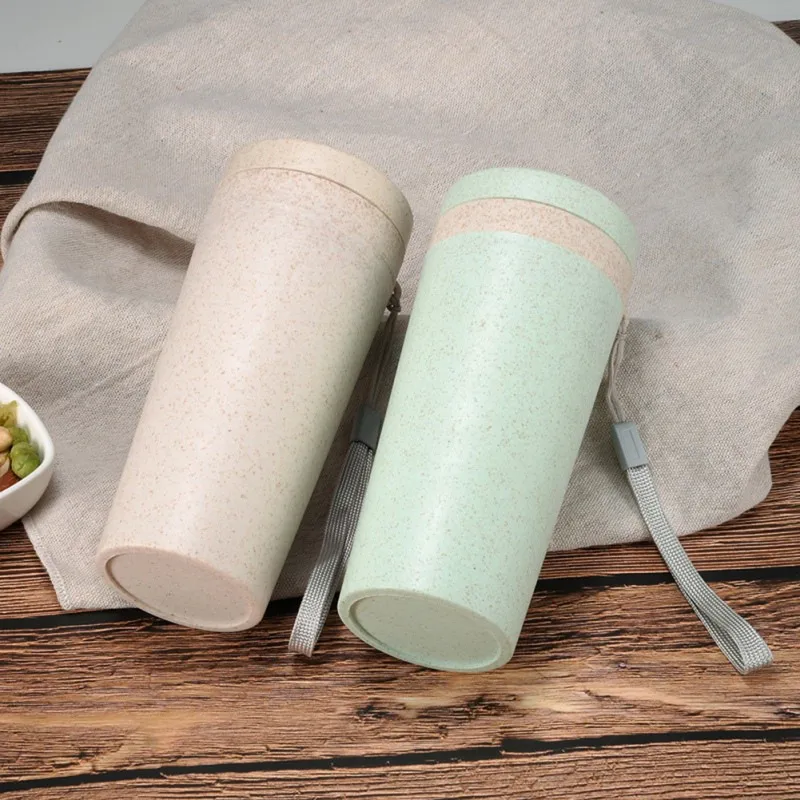 Бутылка для воды из пшеничной соломы, двухслойная бутылка для воды, пластиковая бутылка для воды, портативная бутылка для воды с изоляцией