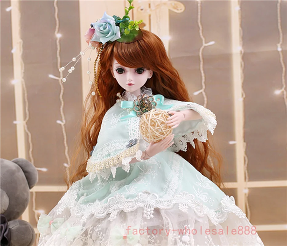 

2020 New 60CM Ball1/3 BJD Jointed Doll Female Eyes Free Face Make Up Full Set Clothes Gift Baby Doll Toy Girls Toys