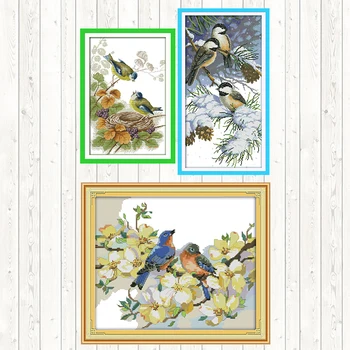 

Birds and Flowers Cross Stitch Package 14ct 11ct Count Print Canvas DIY Crafts Needlework Embroidery Patterns Embroidery Kits