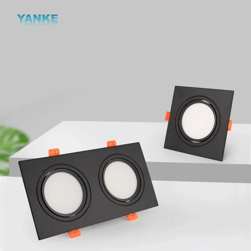 

Квадратный Регулируемый потолочный прожектор с двумя головками, 220 В переменного тока