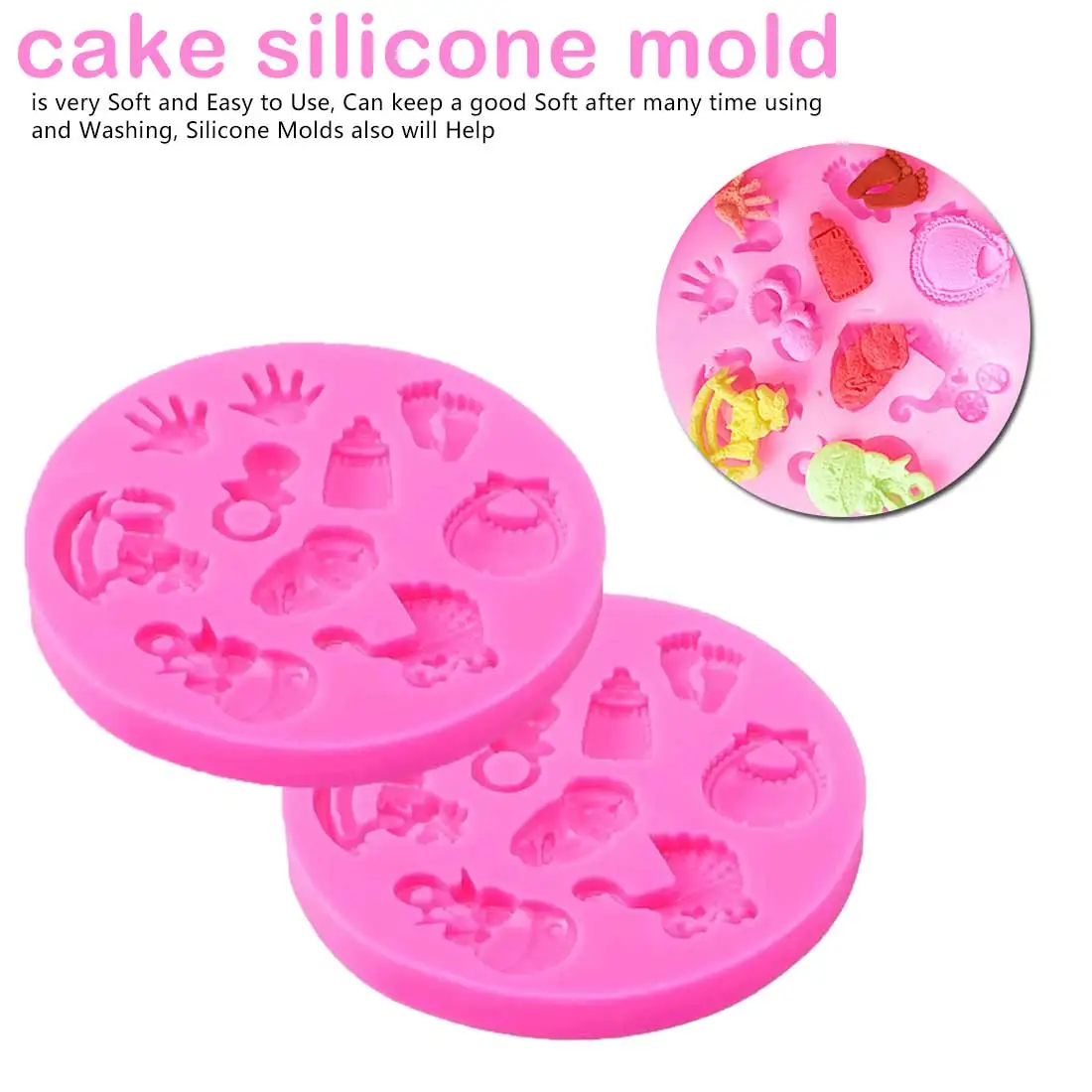 

Cake Decoration Tools Baby Shower Party stroller hand bottle Trojan Shape 3D fondant cake silicone mold kitchen candy cup Mold