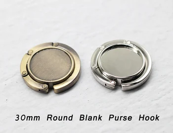 

2pcs Foldable Metal Purse Hook Portable Handbag Bag Table Hook Unique Folding Setting 30mm Round Blank DIY Jewelry 2 Colors