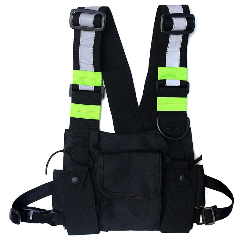 Новая мужская нагрудная сумка, камуфляжная тактическая жилетка, передняя сумка, сумка-кобура, жилет в стиле хип-хоп, уличная функциональная нагрудная сумка - Цвет: Черный