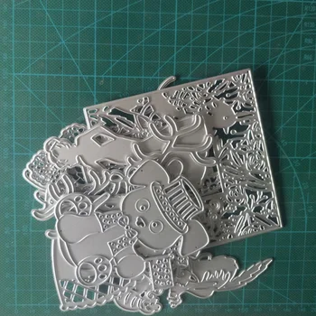 

12PCS Snowman Deer Flower Square Frame Metal Cutting Dies for DIY Scrapbooking Paper Cards Christmas Wedding Photo Album Making