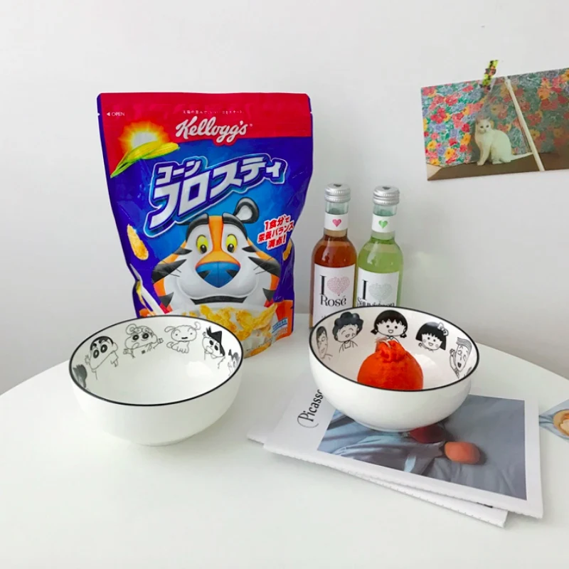 Cartoon Ceramic Salad Bowl Breakfast Cereal Fruit Dessert Nut Soup Pot Noodles Rice Hotel Microwave Oven Tableware | Дом и сад
