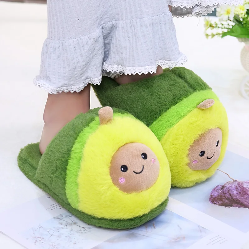 Прекрасный авокадо плюшевые домашние теплые зимние обувь для взрослых мультфильм милые аниме игрушки для детей девочек Рождественский подарок