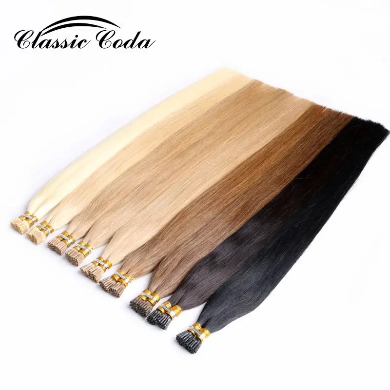 Classic Coda 1g/s 20&rdquo; Full Cuticle Remy Human Hair Extensions Pre Bonded Keratin I Tip Hair 50g/pack
