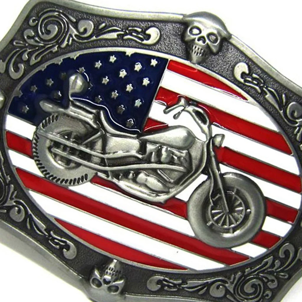 Vintage American Flag Heavy Metal Motorcycle Biker Rider Belt Buckle for Men
