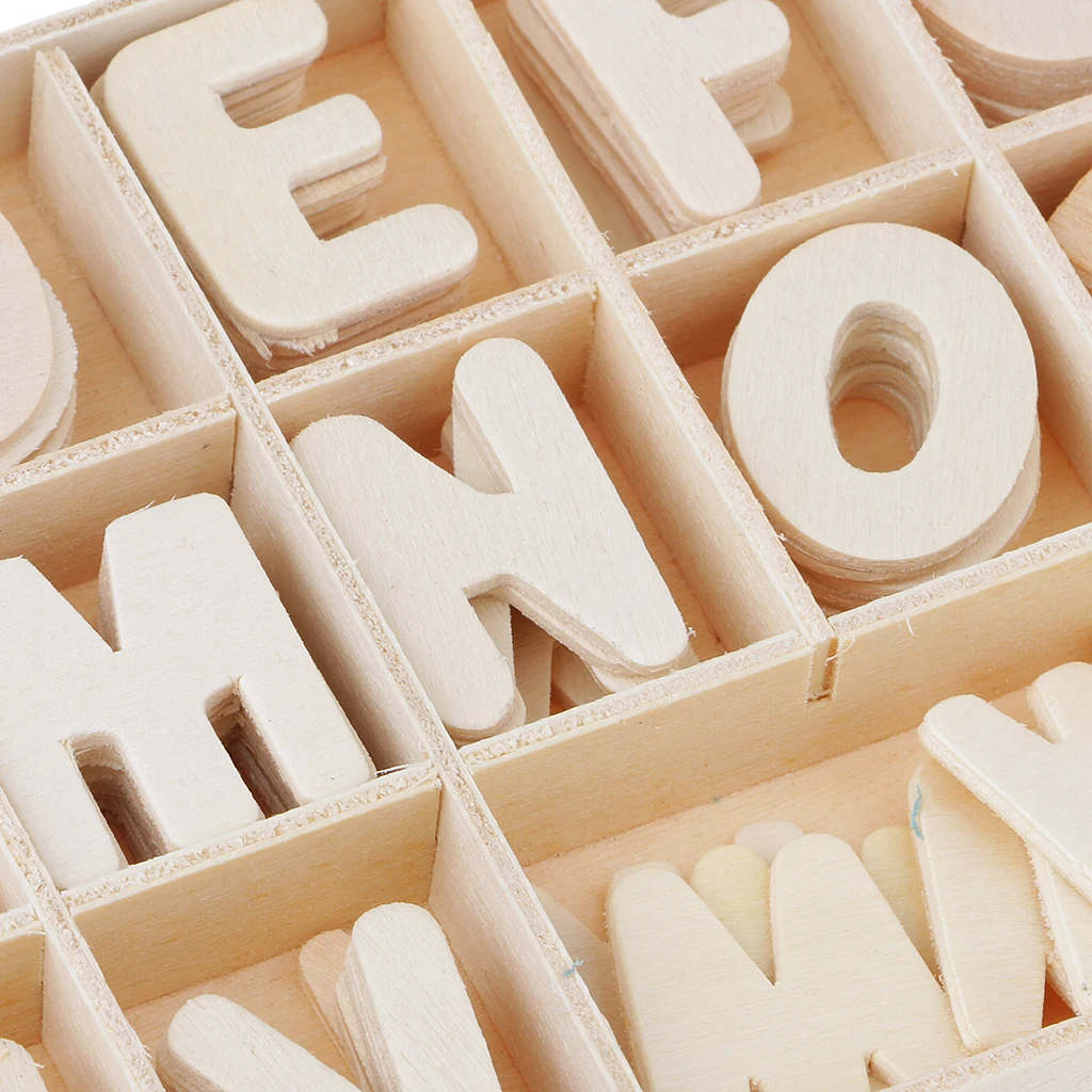 156 Pack Unfinished Wood Alphabet Letters, Decorative Cardboard Alphabet for Children, Crafts, Home Decor, DIY Projects