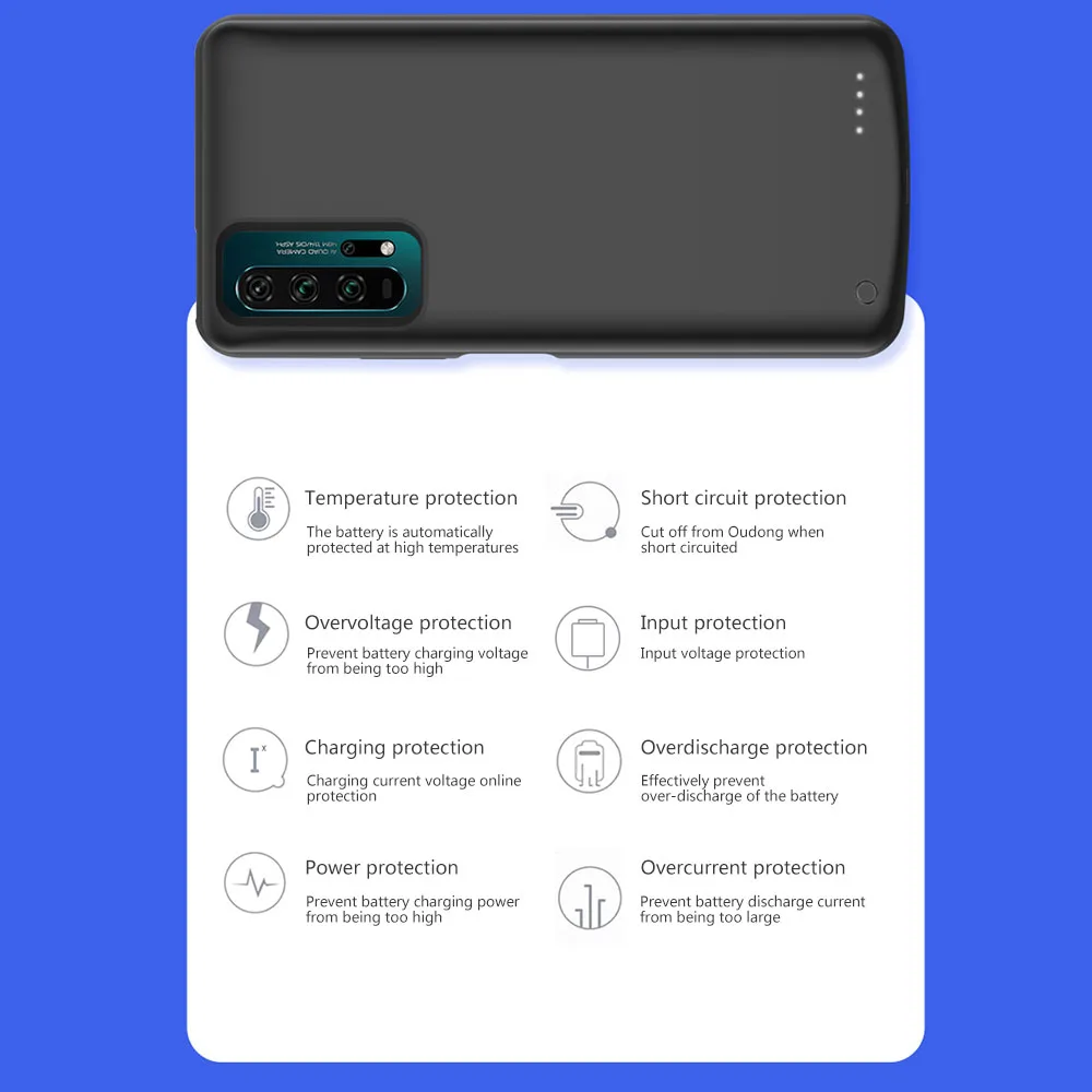 Для huawei Honor 20 Pro Nova 5 Pro 6500 мАч чехол для зарядного устройства расширенная батарея резервного питания защитная крышка задняя крышка чехол Fundas