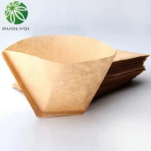 100 шт./упак. натуральные экологически чистые бумажные фильтры для кофе без отбеливания Кофе бумажные фильтры практичный Кофе ситечко бумага для фильтрации