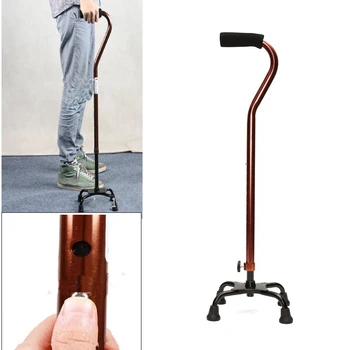 

Aluminium Safety Old Man Walking Stick Telescopic Canes 4 heads Legs Crutch T Handle Hiking Elderly Walk gift for Mother father