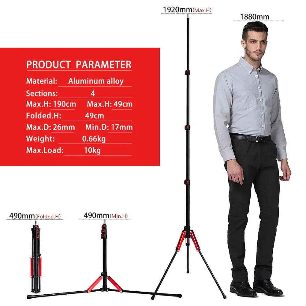 Fosoto FT-195 1/4 Screw Folding Light Tripod Stand For Photo Studio Photographic Lighting Softbox Video Flash Umbrellas Youtube