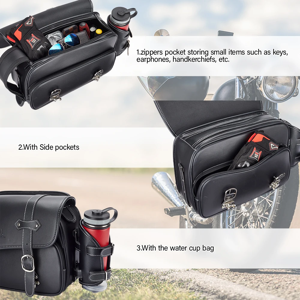 Motorcycle Engine Saddle Bag Small Tool Bags Pouch Storage Luggage Black  Pocket