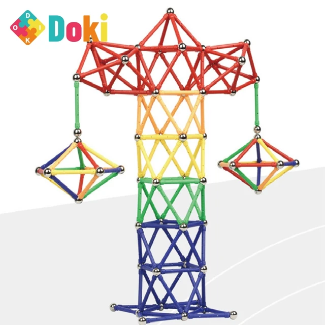 Doki Toy 99/120/130pcs set 58mm Long Magnet Sticks Magnetic Building Blocks Construction DIY Magnetic toys For Kid Children 1
