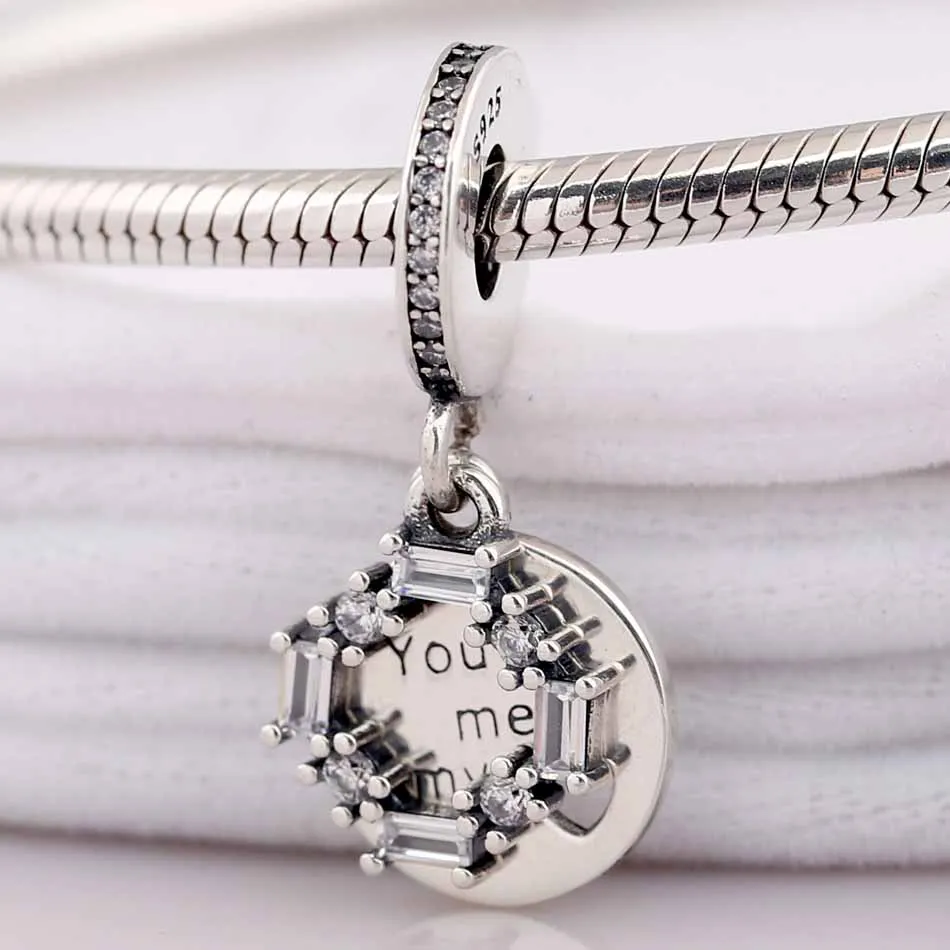 Ледяной браслет с надписью Love Heart You Melt My с подвеской из кристаллов, подходит для 925 пробы, серебряного шарма, браслета Pandora, ювелирные изделия Diy