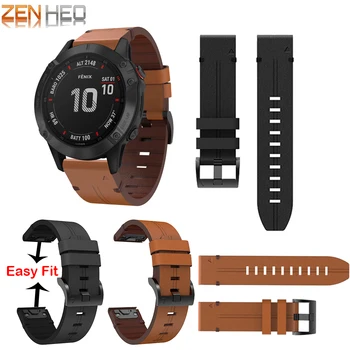 

For Garmin Fenix 6 Pro/Sapphire 5 6 5X 6X 3/3HR 5 Plus Wristband Quick Fit 26mm 22mm Leather Watch Band For Forerunner 935/945