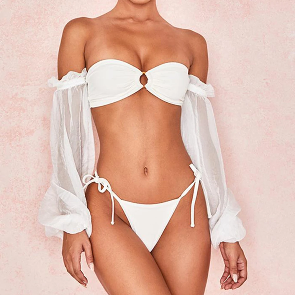 

White Swimsuit Female Monokini Hollow Out Swimwear Women Sexy Brazilian Bikini One Shoulder Bodysuit