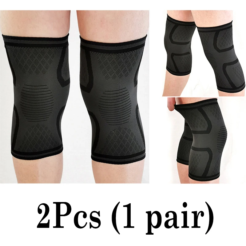2pcs (1 pair) 2 шт., спортивные наколенники для бега, велоспорта, спортзала, поддерживающие подтяжки, эластичные нейлоновые компрессионные наколенники для волейбола, баскетбола - Цвет: 2pcs (1 pair)