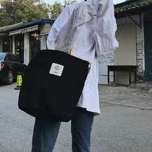 Женская Повседневная парусиновая многоразовая сумка для покупок с короткими ручками, легкая Корейская стильная Регулируемая сумка на ремне, повседневная вместительная сумка