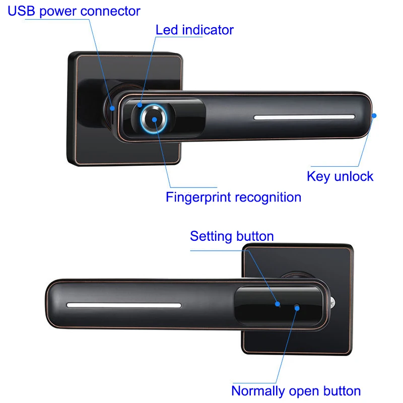 Умный электронный отпечаток пальца двери безопасности биометрический идентифицирующий замок безопасности для дома Спальня