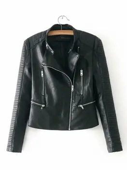 

New Spring Autumn Women Short Faux PU Jacket Slim Fashion Punk Outwear Motorcycle Leather Jacket Casual Coat