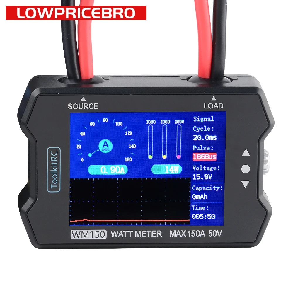 Измеритель мощности ToolkitRC WM150 150A 50 в анализатор ЖК-дисплей тестер напряжения тока