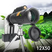 12x50 Powerful Monocular Telescope Pocket Optional Zoom Scope With Smart Phone Holder Suitable For Hiking Camping Accessories