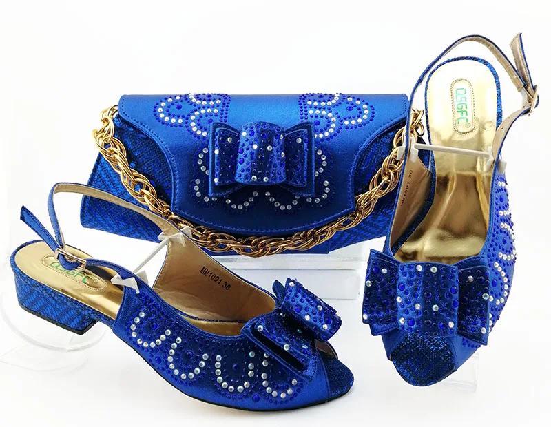 Новинка; туфли-лодочки на низком каблуке 3,5 см; Итальянская обувь с сумочкой в комплекте; итальянский дизайн; африканский нигерийский комплект из туфель и сумочки для вечеринок - Цвет: 6