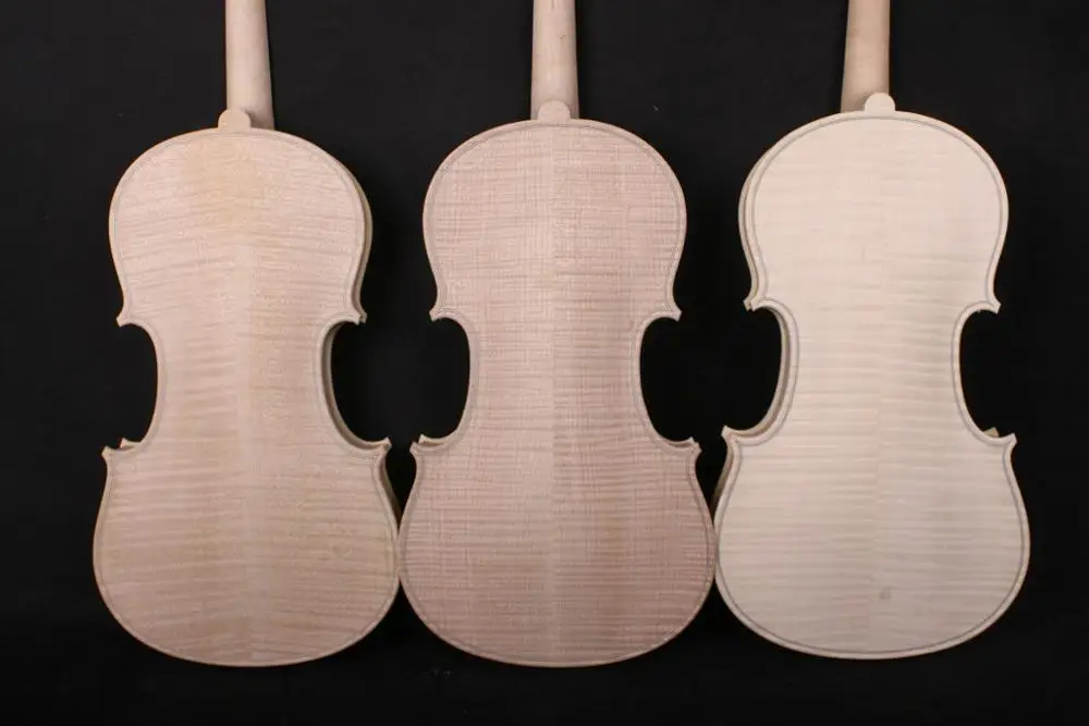 

3pcs 4/4 violin unfinished handmade nice flame maple back Russian spruce top