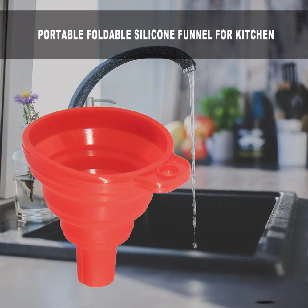 Portable Collapsible Silicone Safe Funnel Creative Household Items Candy Long Neck Funnel Silicone Folding Funnel