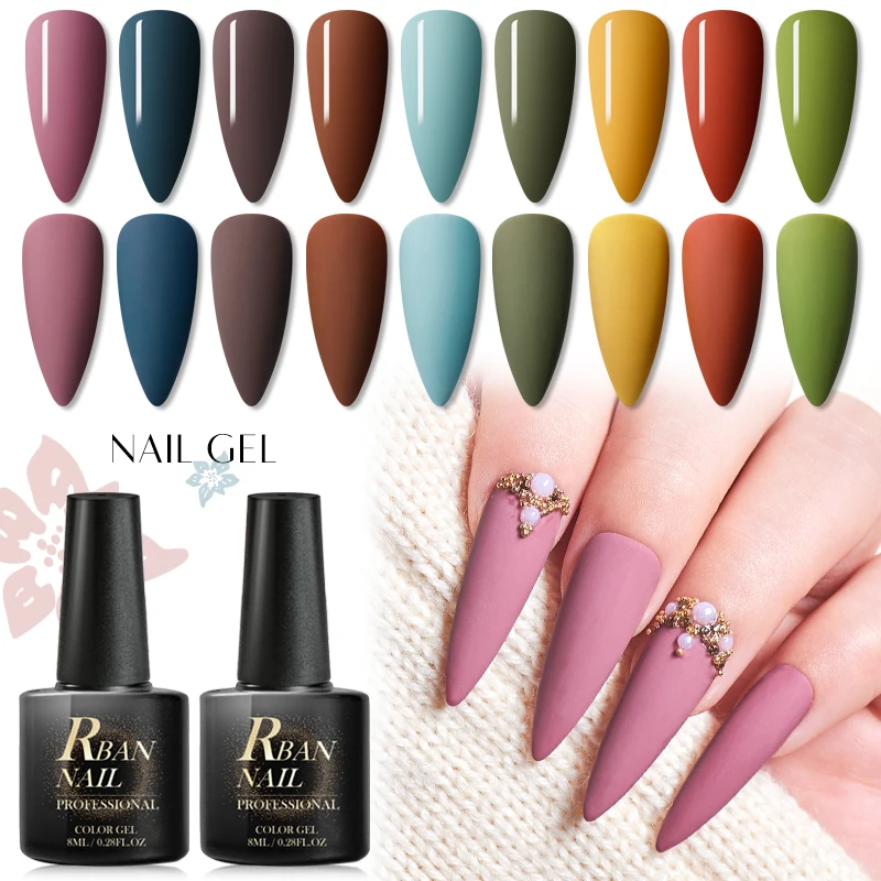 RBAN NAIL 8 мл цветной УФ-гель для ногтей матовое верхнее покрытие Гибридный гвоздь гель замачиваемый Полупостоянный лак для ногтей