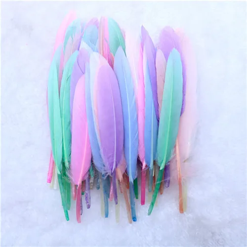 10-15cm-50pcs Macarons цвет натуральный Лебедь Перья Куриные пары перья индейки Марабу для карнавала Хэллоуин Рождество DIY ремесло украшения - Цвет: 10-15cm-50pcs