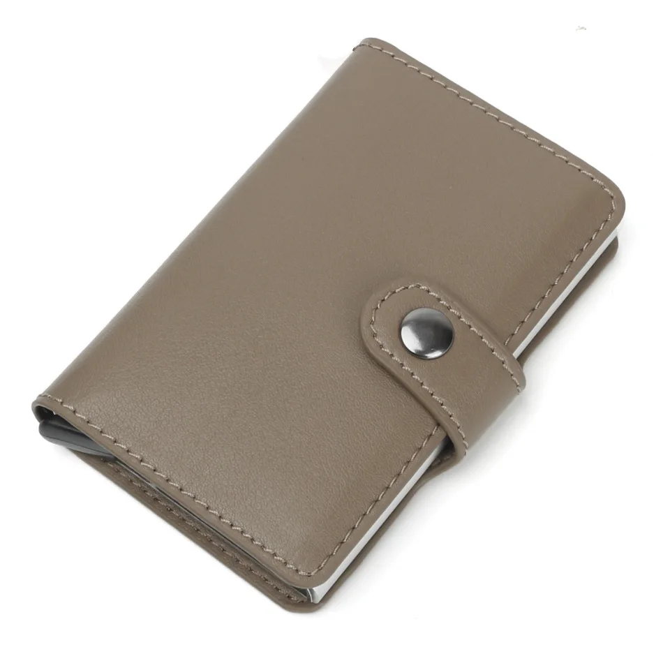Safevado Rfid защищенный кошелек, чехол для карт Gemeer RFID, держатель для кредитных карт, автомобильный Противоугонный автоматический кошелек, мужской мини кожаный мужской кошелек - Цвет: Gray