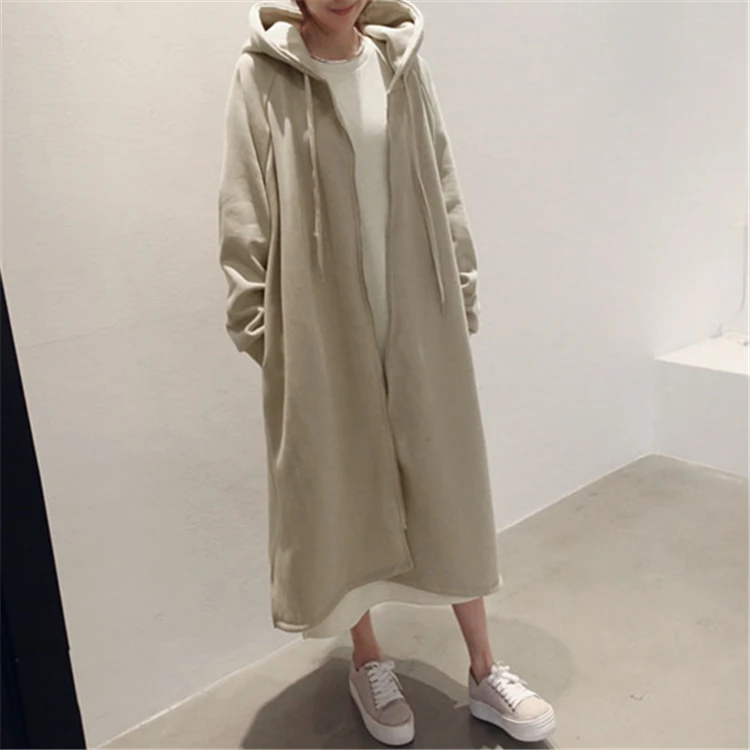 Mazefeng Autumn Winter Women Jackets Hooded Zipper Prairie Chic Fashionable Korean Style Elegant Casual Long Coat Outerwear